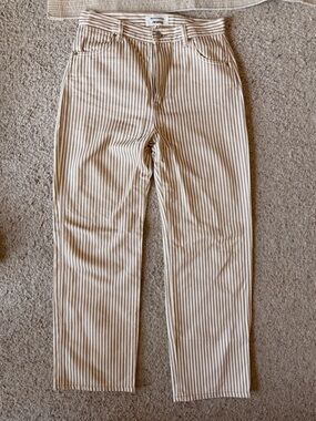 Reformation Wilder High Rise Ankle Beige and White Striped Women’s Jeans